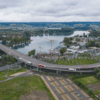 So sieht die Sanierung der Schänzlebrücke aus der Luft aus.