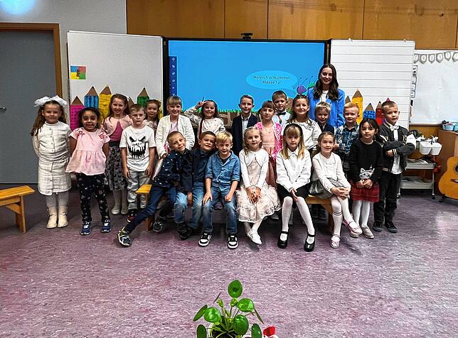 Die Klasse 1a der Grundschule Im Steppach in VS-Villingen mit Klassenlehrerin Kimberly Franz.
