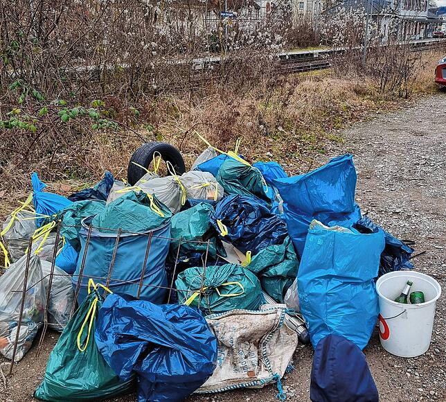 Ein Teil des gesammelten Mülls der jüngsten Aktion der Klettgau-Cleaners Tiengen.