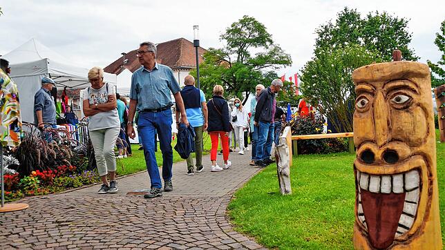 Viele Besucher nutzten am Sonntag das bessere Wetter, um die Sommeraugenweide im Uferpark in Ludwigshafen zu besuchen.