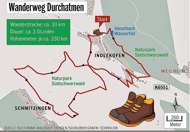 Der Wanderweg „Durchatmen“ ist ein dreistündiger Rundweg zwischen Indlekofen und Schmitzingen