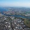 Das Unterlohn als Sammelsurium: In der Mitte unten ist die riesige Kaufland-Filiale zu sehen, im Hintergrund der Rhein und in der Mitte ...