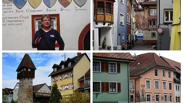 Stadtführer Ronald Landwehr kennt viele spannende Geschichten über Tiengen, wie über das Haus Schnitzer mit seinem Rundbogen-Durchgang , ...
