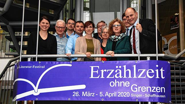 Sie sind bereit für die 11. Erzählzeit ohne Grenzen. Im Bild (von links) Alexandra Lampater, Ekkehard Halmer, Clemens Joos, Oliver ...