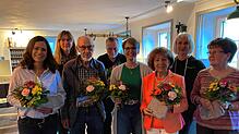 Geehrt und verabschiedet (von links): Ramona Bartsch (15 Jahre), Kassiererin Anja Stein, Dieter Weidner (Übungsleiter, verabschiedet), ...