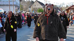 Die Steinbühlbären in ihrem Häs beim Umzug in Eigeltingen.