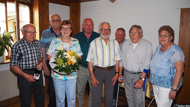Konrad Röhm, Roland Stahler, Gertrud Meier, Manfred Weber, Manfred Mülhaupt, Vorsitzender Erwin Hierholzer, Willi Glattfelder und die ...