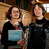 Schauspielerin Barbara Auer und Akkordeonistin Eva Zöllner in Öhningen.