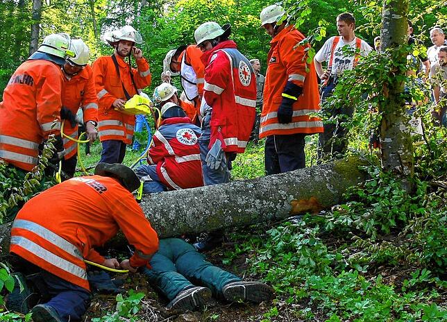 Rettungsübungen wie diese haben den Stettener Wehrleuten bei einem Forstunfall im vergangenen Jahr geholfen, einen unter einem Baum ...