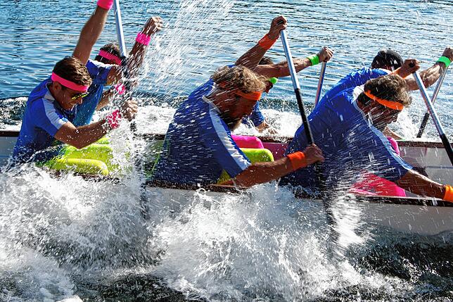 Beim Drachenboot-Cup handelt es sich um alles andere als eine gemütliche Bootspartie – auch wenn sich die Boote beim ...