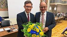 Arbeiten die kommenden Jahre eng zusammen: Singens neuer Bürgermeister Marcus Röwer und Oberbürgermeister Bernd Häusler.
