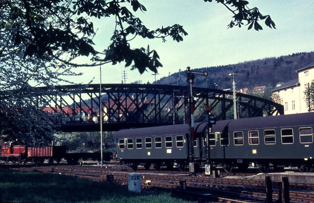 Die alte Kolpingbrücke in Waldshut in den 1960er Jahren.