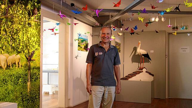 Rüdiger Specht, Leiter des Stadtmuseums Radolfzell, inmitten der aktuellen Sonderausstellung.