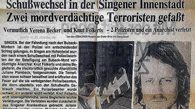 Ein Sonderblatt des SÜDKURIER vom Dienstag, 3. Mai 1977: herausgegeben wenige Stunden nach der Verhaftung der beiden Terroristen Verena ...