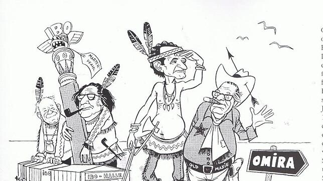 Max Sedlmeier, Carl Frohn und Otto P.W. Hüni (von links) rufen den großen Manitou an, dass er den großen weißen Sheriff erleuchten möge, ...