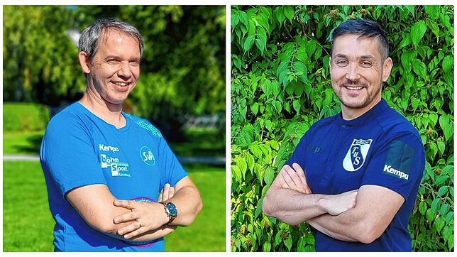 Martin Gerstenecker, neuer Trainer des SV Allensbach (links), und Andreas Wendel vom TuS Steißlingen.
