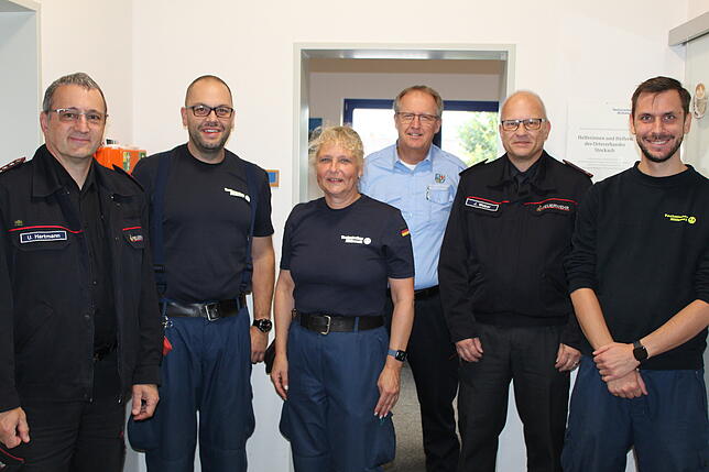 Die Verantwortlichen der Übung „Blauer Oktober“ (von links): Uwe Hartmann (Kommandant der FFW Stockach), Frank Schilling ...