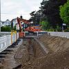 Auf Höhe der Firma Sinner ist momentan die Radolfzeller Straße (B34) wegen der Wasserleitung geöffnet.