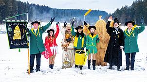 Die Narrenzunft Brigachtal freut sich am Grenzstein zwischen Beckhofen und Wolterdingen auf den Besuch der befreundeten Narrenvereine. ...