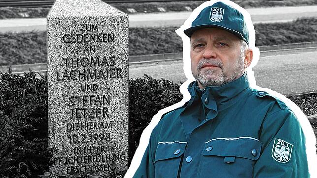 Ein Gedenkstein erinnert an die getöteten Zöllner. Nikolaus Spießer war 1998 am Tatort.