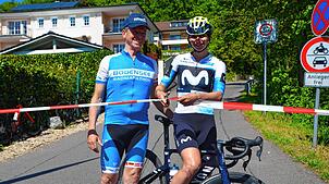 Markus Gähwiler, Präsident und Veranstalter des internationalen Bodensee-Radmarathons, und Profiradrennsportlerin Liane Lippert (von ...