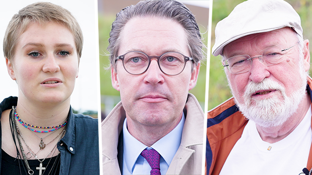 Klimaaktivistin Elgin Raupach (von links), Bundesverkehrsminister Andreas Scheuer und B-31-Befürworter Roland Frank. Bei der ...