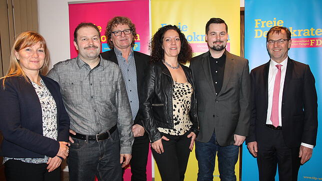 FDP-Kandidaten für den Gemeinderat Waldshut-Tiengen (von links): Anette Klaas, Joachim Tröndle, Harald Ebi, Monika Mittich-Ebi und ...