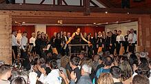 Die Musiker der Dorfmusik Rechberg gemeinsam mit ihrer Dirigentin Julia Wehinger ernten reichlich Applaus während des Jahreskonzerts.