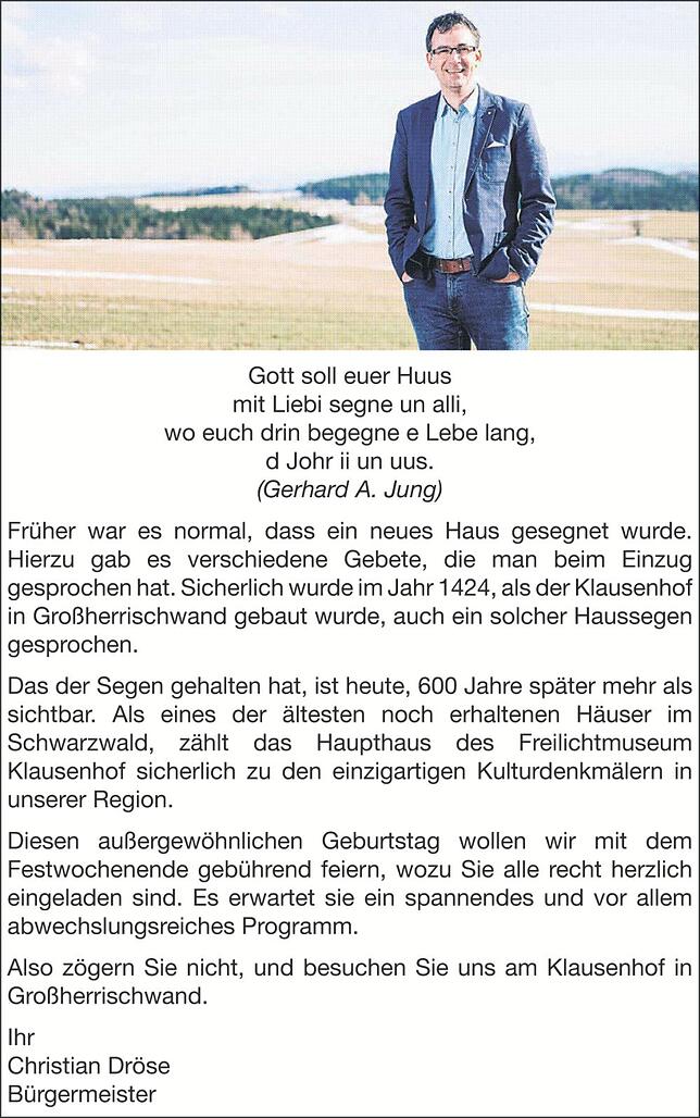 Bild 1: 600 Jahre Klausenhof Herrischried: Eine unterhaltsame Reise in die Vergangenheit