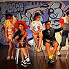 Viel Spaß beim Improtheater-Workshop in Singen haben (von links) Amelia Erne, Maya Hahn, Lily Köppel, Grace Robertson, Clarisse Roure ...
