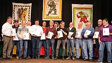 Neue Ehrenhänsele bei der Hänselezunft (von links): Thomas Pross, Rolf Rothmund, Hans-Peter Riegger, Andreas Roth, Harald Kirchmaier, ...