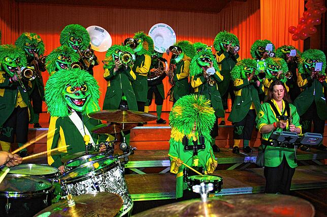 Die Frösche Clique Höllstein begeisterte mit schräger Musik und tollen Masken.
