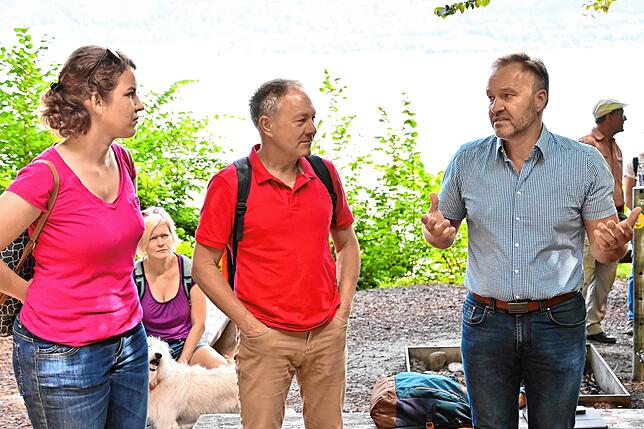 Von links: Lina Seitzl, Hans-Peter Storz (beide SPD) und Matthias Weckbach, Alt-Bürgermeister von Bodman-Ludwigshafen.