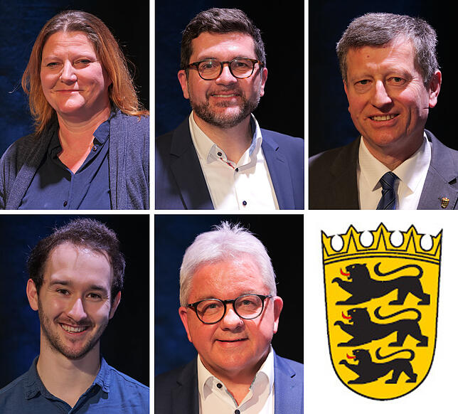 Das sind die Kandidaten der im Landtag vertretenen Parteien im Wahlkreis Villingen-Schwenningen (54). Unser Bild zeigt von links oben ...