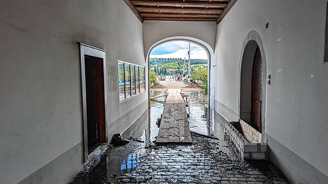 Der Durchgang zum Steckborner Hafen steht teilweise unter Wasser. Anwohner haben die Eingangstür zugemauert, um das Eindringen des ...