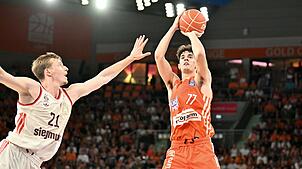Ben Saraf (r.) stand Ulm trotz des anstehenden NBA-Drafts zur Verfügung.