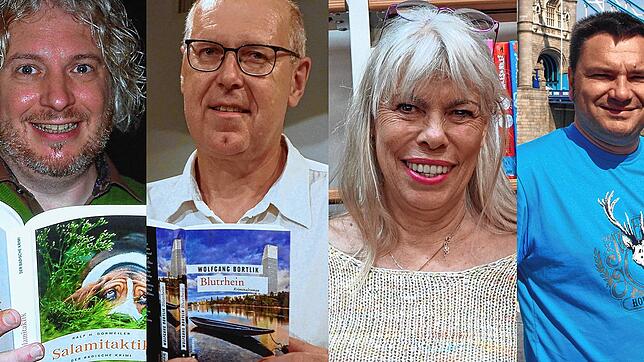 Ralf Dorweiler, Wolfgang Bortlik, Petra Gabriel, Ralf Göhrig (von links) haben Krimis geschrieben, die an Schauplätzen am Hochrhein spielen.