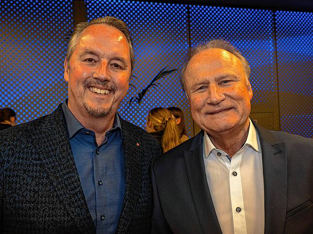 Gerhard Schweden und Jürgen Norbert Baur von den gleichnamigen Edeka-Märkten.