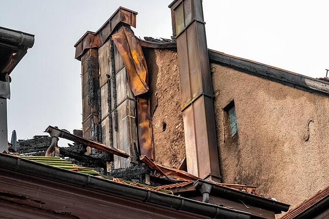 Bild 19: Villingen nach der Brandkatastrophe: Nun zeigt sich das Ausmaß der Zerstörungen
