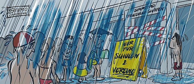 Wenn es im Sommer regnet? Pech gehabt! Das Sportbad jedenfalls bleibt bis zum Ende der Sommerferien zu.