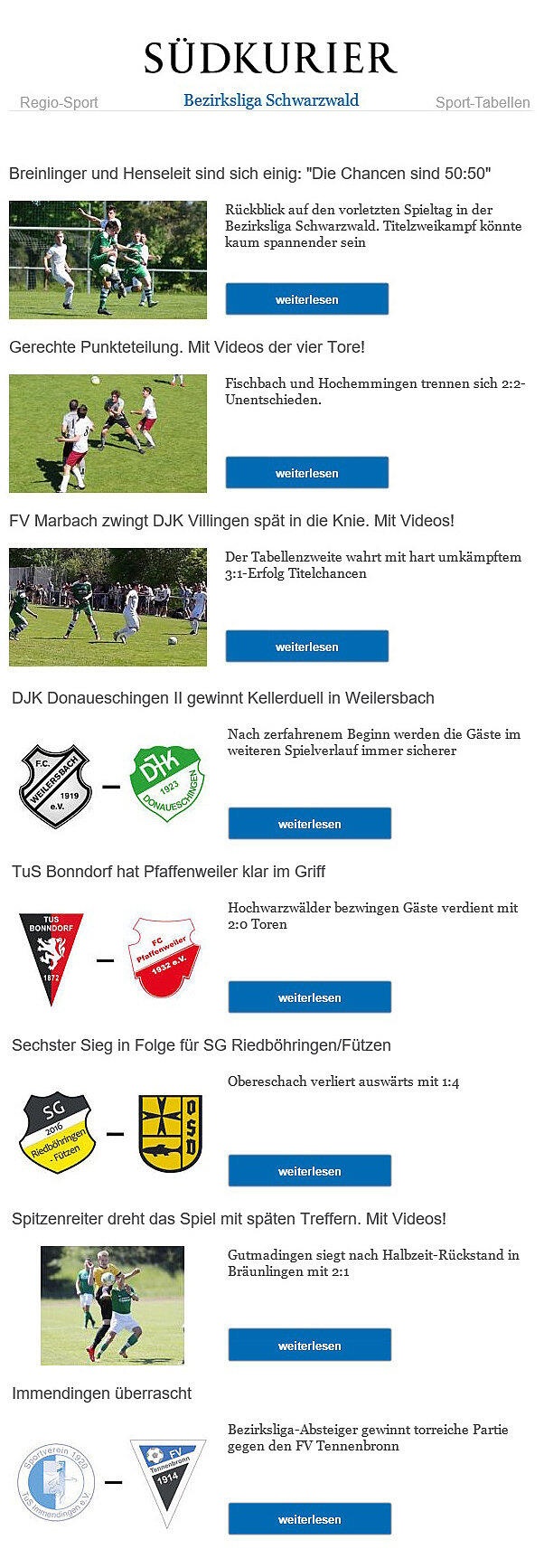 Bild 1: Beispiel für den Liga-Letter der Bezirksliga Schwarzwald