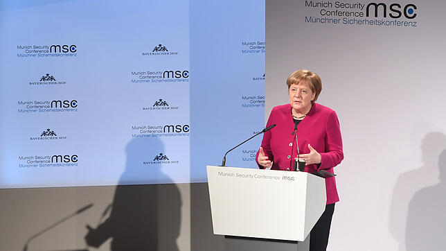 Bundeskanzlerin Angela Merkel spricht auf der Münchner Sicherheitskonferenz. In der bayerischen Landeshauptstadt nahm die Kanzlerin kein ...