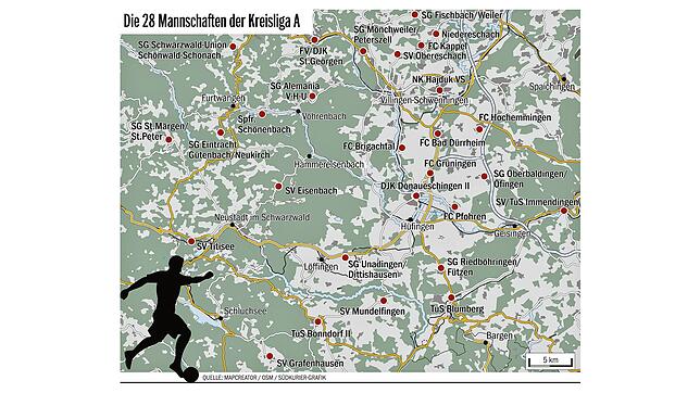 Die Übersicht, welche 28 Mannschaften im Fußballbezirk Schwarzwald in der Saison 2024/25 in der Kreisliga A spielen werden.