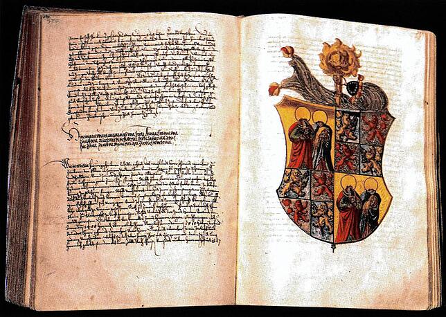 Die Handschrift B der Zimmerischen Chronik. Sie entstand zwischen 1540 und 1566 auf Schloss Meßkirch, Verfasser ist Froben Christoph von ...
