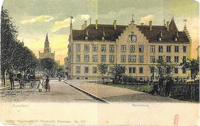 Diese alte Postkarte zeigt das Marienhaus in seinen Anfangsjahren. Bald wurde die Einrichtung zusätzlich zur Stellenbörse für zeitweise ...