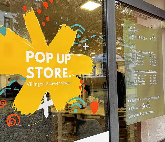 Mit dem Pop Up-Logo macht die Stadt auf Pop-up-Stores aufmerksam, die sich zeitlich begrenzt in leerstehenden Geschäftsräumen präsentieren.
