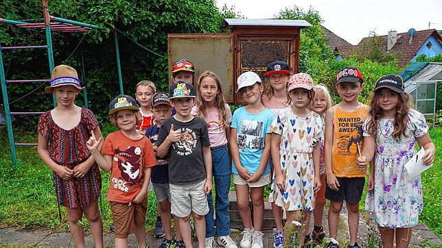 Willkommen im Bienen-Wunderland des Tengener Sommerprogramms: 14 Kinder zwischen sechs und zehn Jahren lernen dort alles über die ...