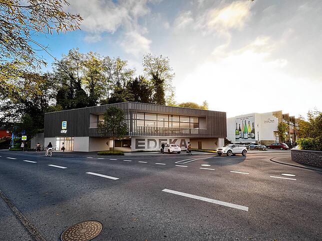Die Visualisierung des Architekturbüros zeigt, wie der Supermarkt aussehen soll.