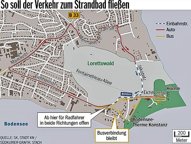 Bild 1: Umweg zum Hörnle: Neue Verkehrsregelung in der Eichhornstraße ärgert Gastronomen und Gewerbetreibende