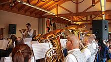 Der Musikverein Grimmelshofen – hier bei der Fahrzeugweihe im vergangenen Jahr – feiert 2025 sein 150-jähriges Bestehen. Archivbild: ...